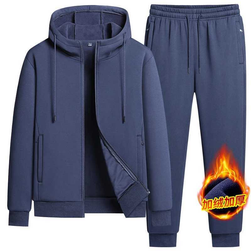 Cashmere Tracksuit Mens Sets Fleece Thick Hooded Brand Casual Autumn Winter New Hooded Cardigan Thickened Fleece Two-piece Set W251202