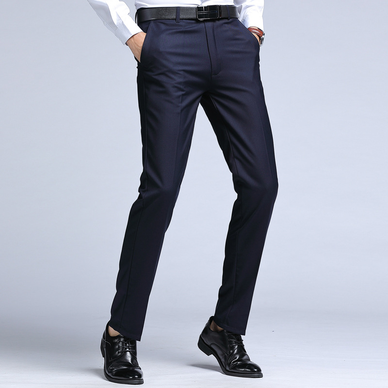 New Men's Dress Suit Pants Elastic Straight Formal Business Office Club Party Trousers for Men Solid Slim Casual Pants Oversize