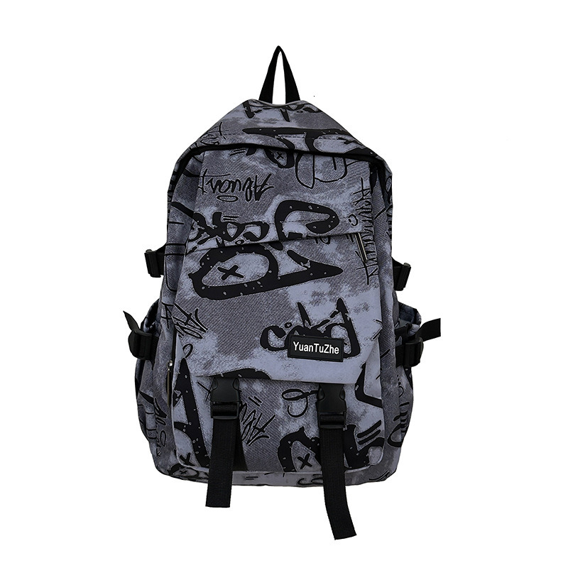 Trendy brand backpack for men, Ins trendy cool large capacity graffiti backpack for men, casual college student backpack for men