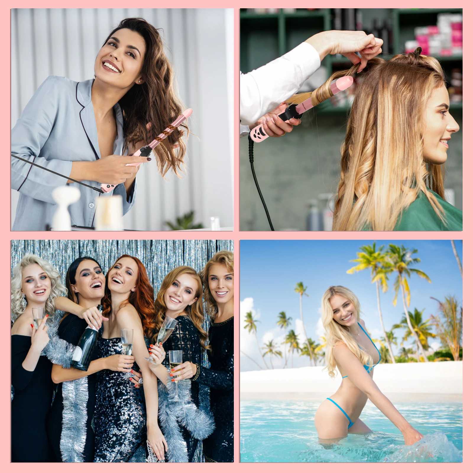 Hair Curler Ceramic Curling Iron Wand Set With Interchangeable Ceramic Barrel Hair Clip Heat Protective Glove Hair Styler C251202