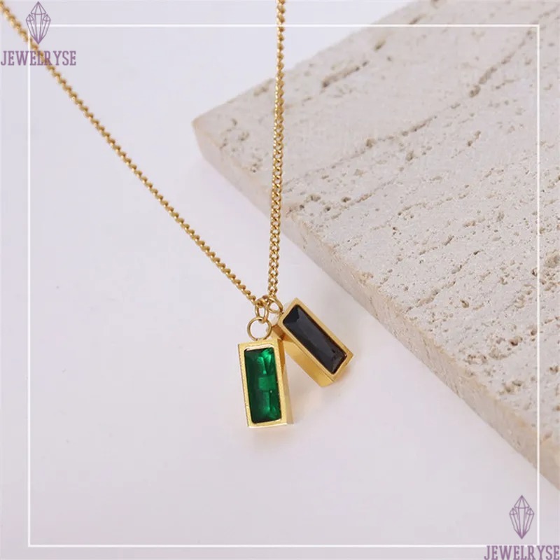 fashion gold chain stainless steel designer necklace for woman party green CZ pendant silver necklaces choker jewelry birthday valentines day family g