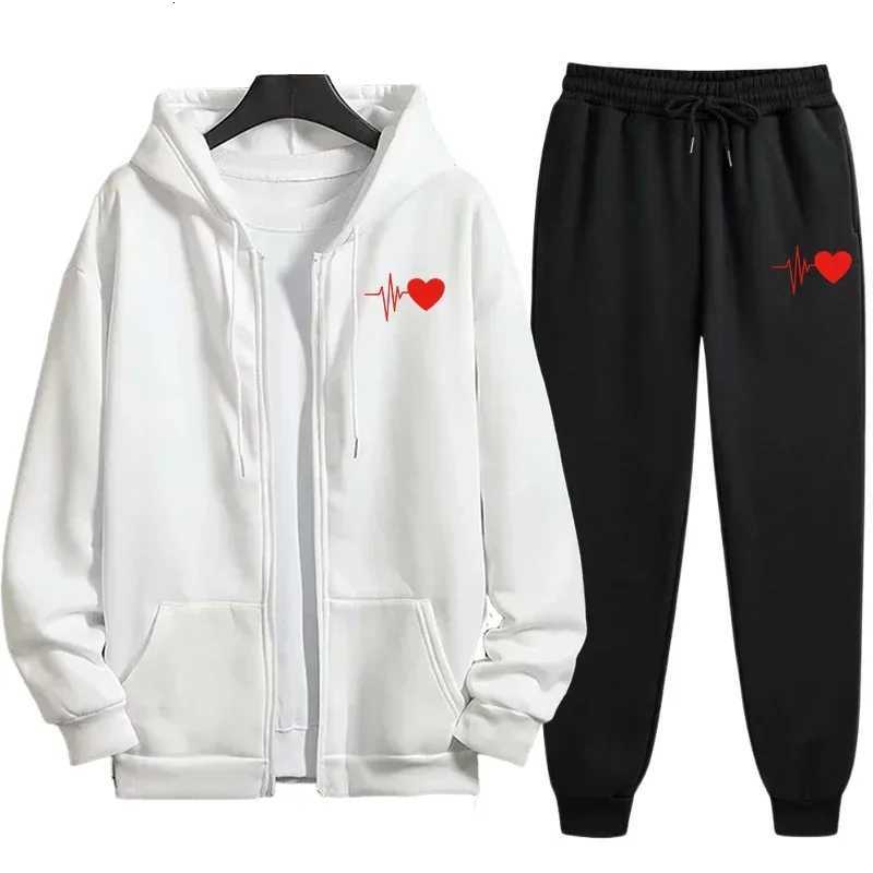 Mens set sports hooded sweatshirt black sweatpants autumn and winter casual sports zipper hooded sweatshirt jogging set W251202