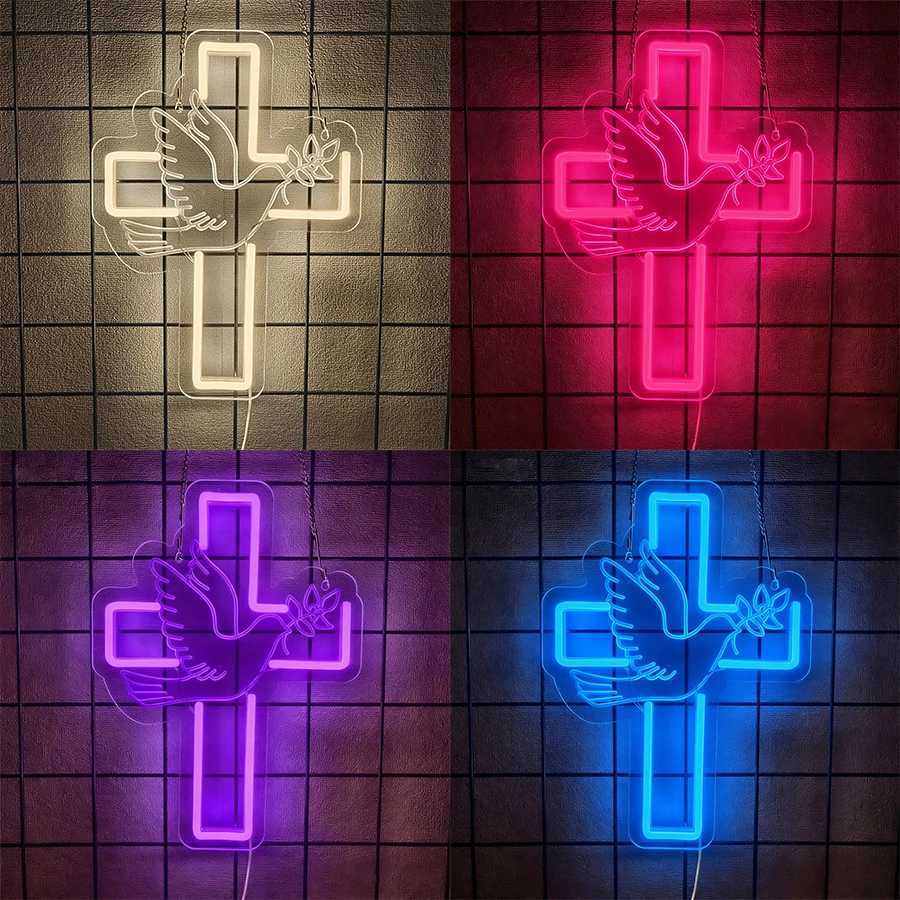 Led Neon Sign Of Jesus Cross Used For Bedroom Family Wedding Party Decor Christmas Easter New Year Celebration Gifts H251201