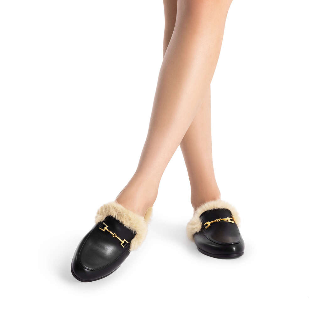 Slippers Mule Leather Slipper Designer Princetown Shoes Luxury Mules Mens Womens Genuine Leather Velvet Loafers with horsenbit Men Women Slip On Flats