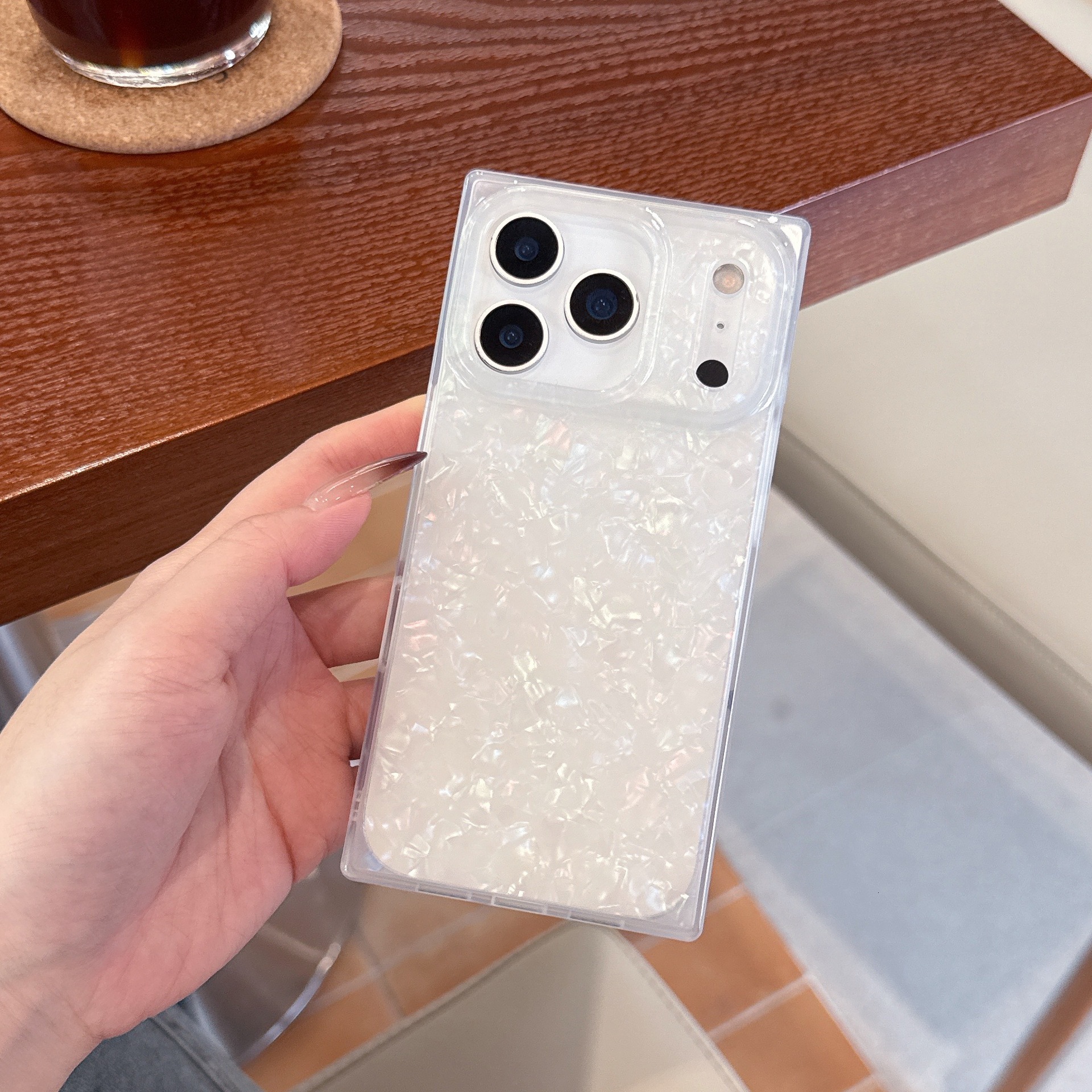 Square Shell Pattern Phone Case iPhone 17 Pro Max Compatible With Apple 16/15 Pro Simple Full Protection Anti-drop Case