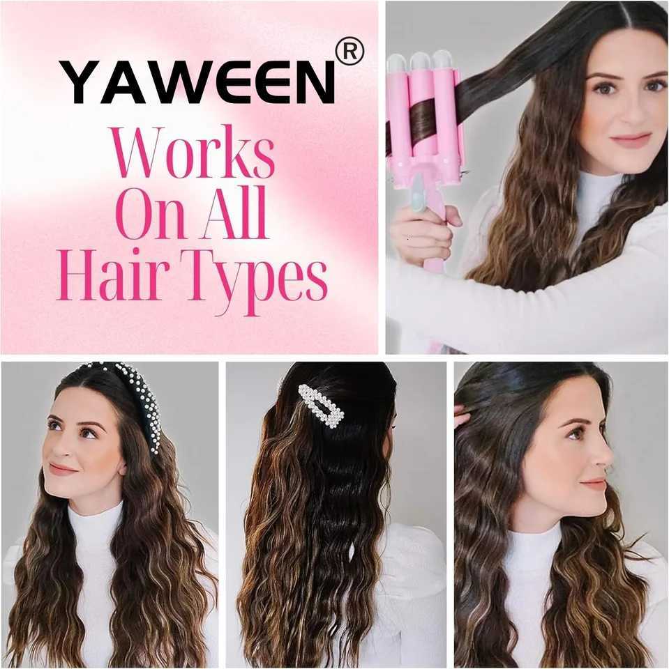 YAWEEN Lcd Curling Iron Professional Ceramic Hair Curler 3 Barrel Hair Curler Irons Hair Wave Fashion Styling Tools C251202