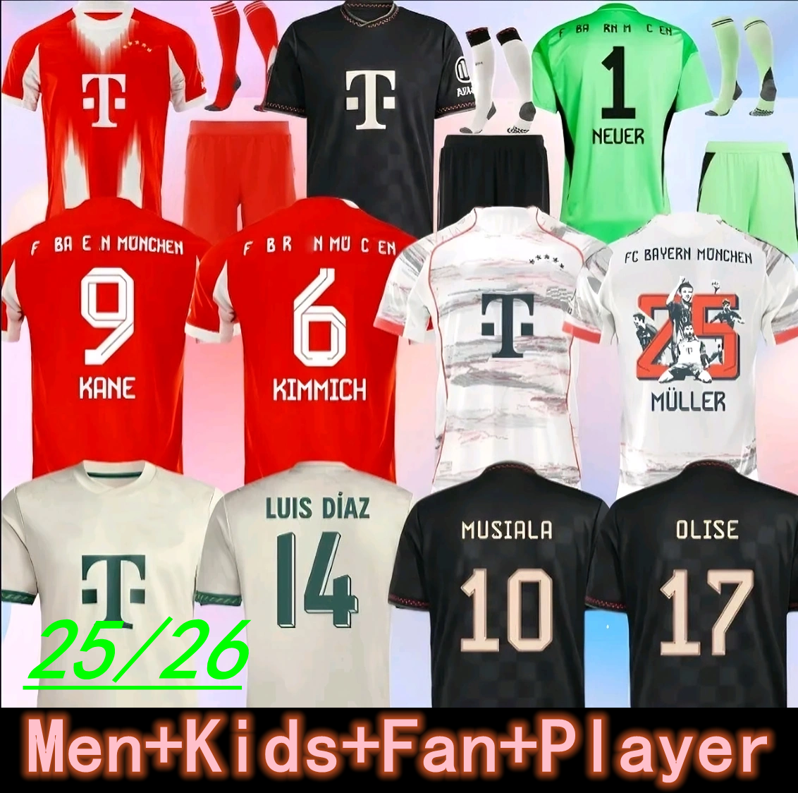 Bayernmunich 25 26 Trikot Bayerns MUNICH Soccer Jerseys Muller Special KANE Luis Diaz MUSIALA KIMMICH Sane De Ligt J. Davies Coman Gnabry Football Shirt Men Kids Kit