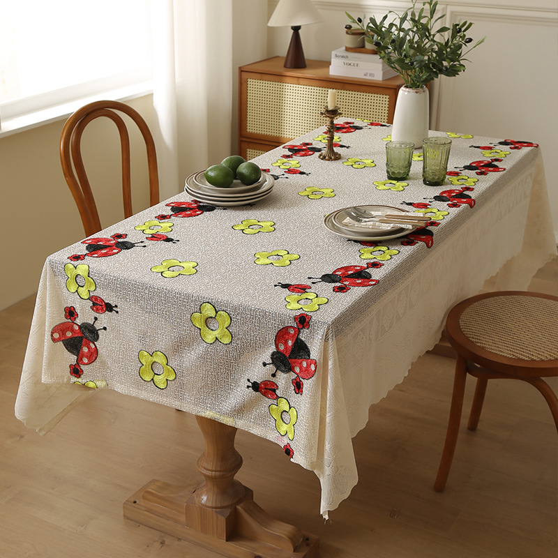 Waterproof and oil-proof rectangular waterproof desk mat, rectangular placemat, cotton and linen tablecloth, coffee table mat RU2E01