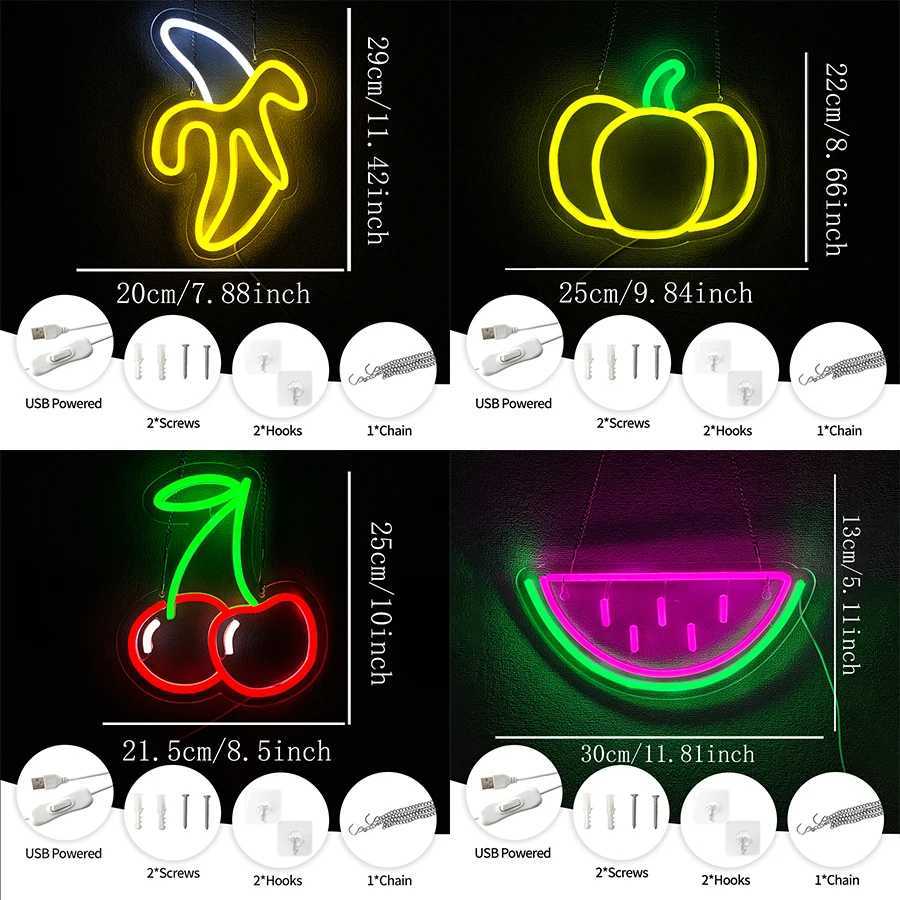 Fruit Series Neon Signs Cartoon Icon Wall Decor Usb Powered Used For Wall Lamps In Homes Restaurants Clubs And Fruit Shops H251201