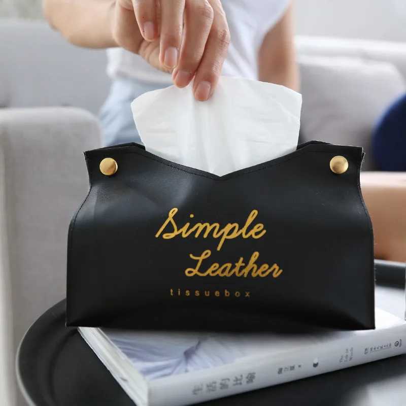 Nordic PU Leather Tissue Box holder Car Tissue Case Living Ro Pumping Paper Storage box Napkin Holder Desktop Napkin Holder H251201