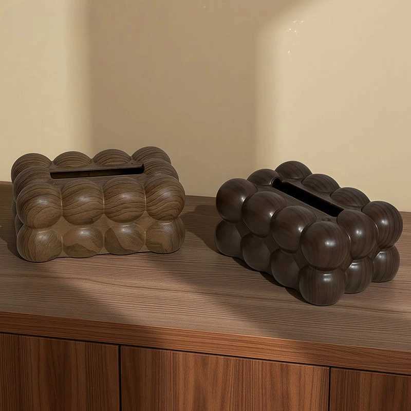 Nordic New Wood Grain Tissue Box Plastic Material Living Ro Paper Box Tea Table Creative Decoration Desktop Napkin Drawer H251201