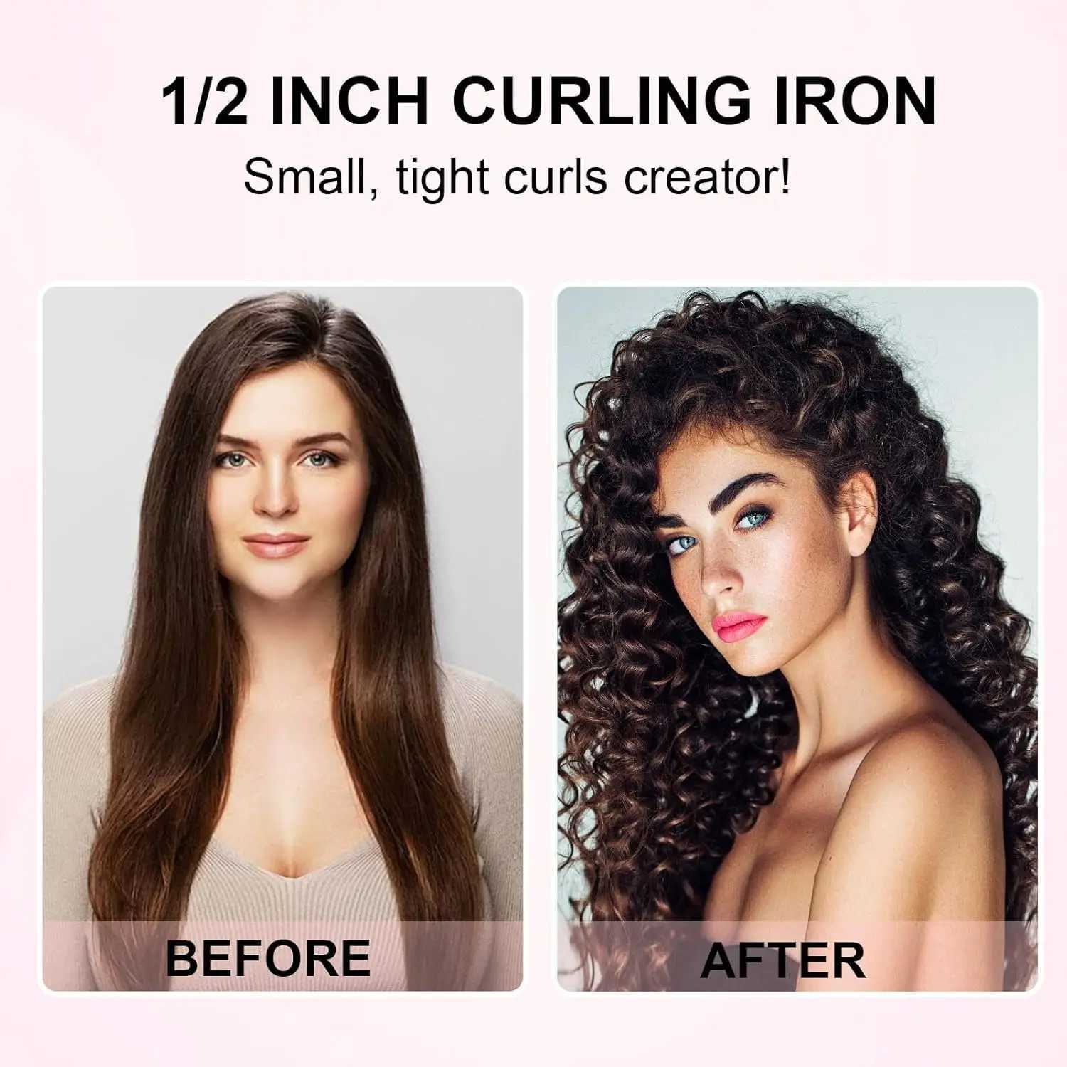 Professional 1/2 Inch Curling IronCurling Iron Wand with 2 Temperature Include Heat Protective Glove 2 Clips C251202