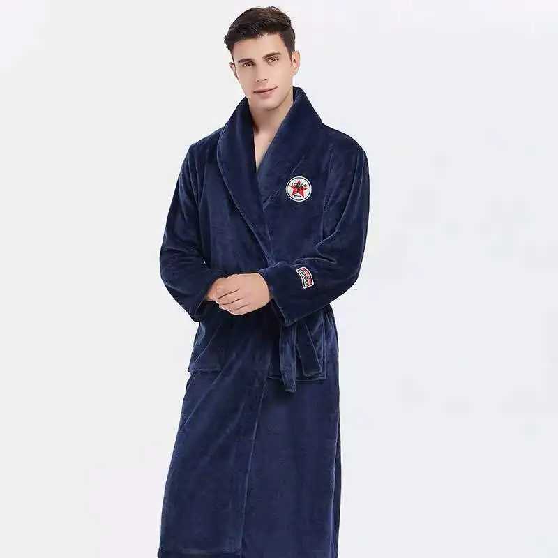 High Quality Mens Robe Winter Bathrobe Male Long Thick Warm Terry Fleece Towel Dressing Gown Couple Home Bath Robes C251202