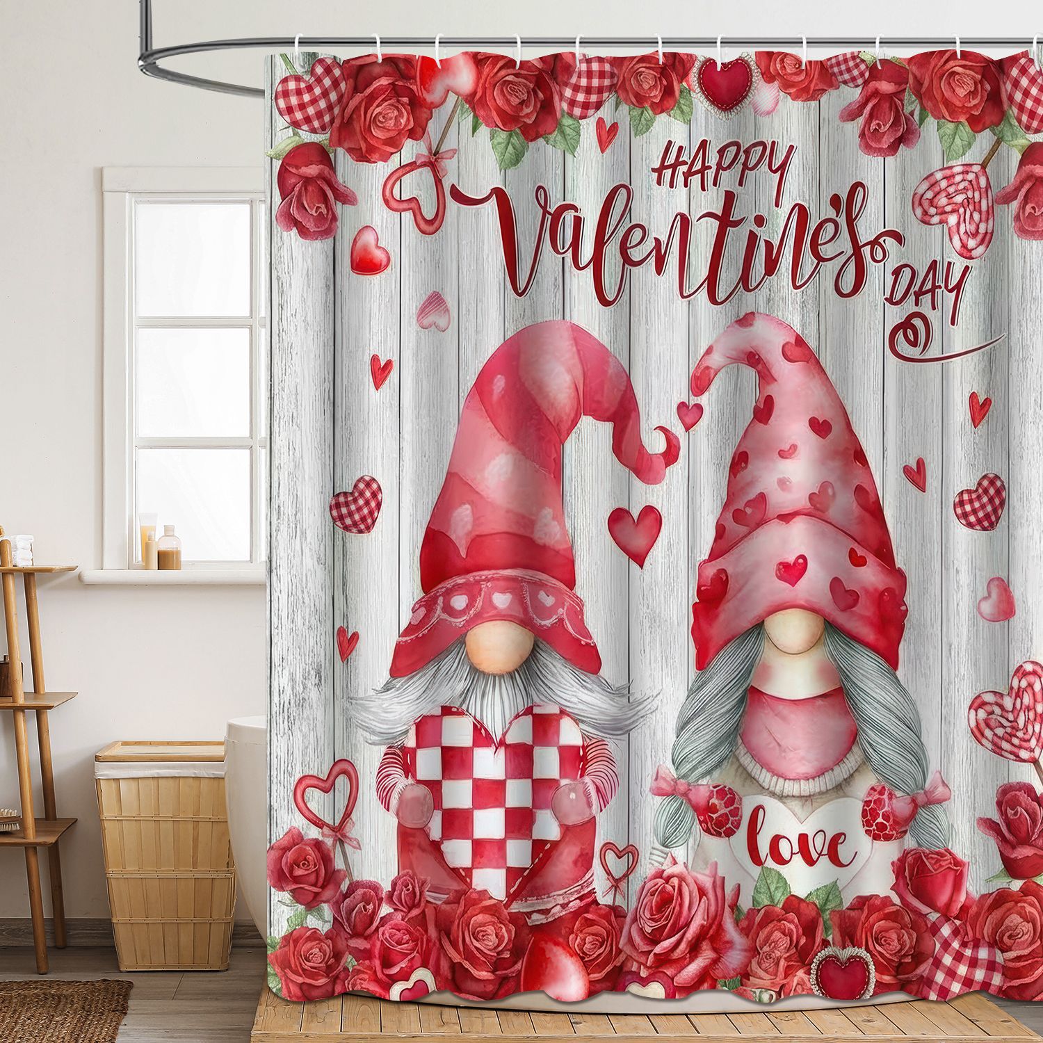 YL-37862 Digital Printed Floral Pattern Shower Curtain, Polyester Material, Waterproof and Mildew-proof, Bathroom Partition Curtain