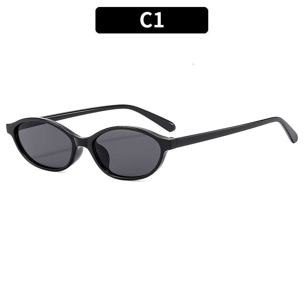 Vintage Personality Small Frame Oval Artistic Style European and American Ins Cross-Border Trend Sun Protection Sunglasses