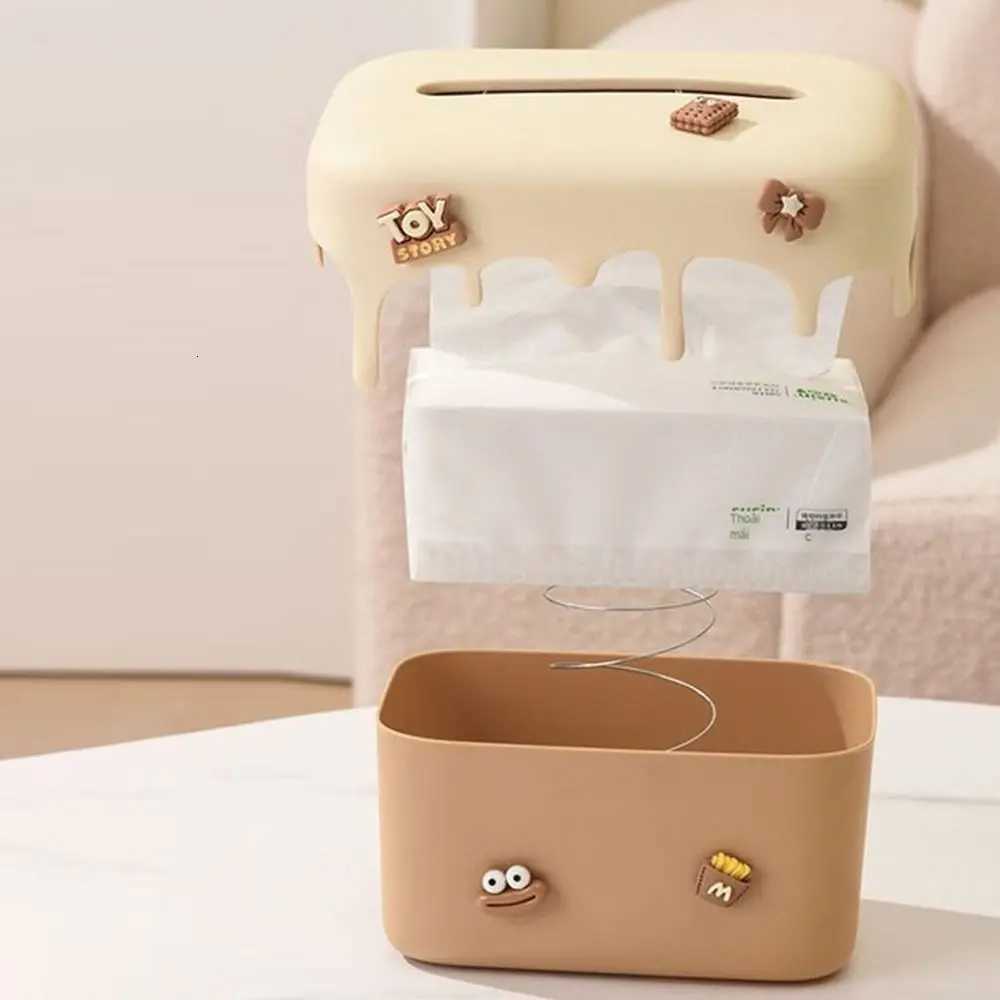 Cute Tissue Box with Accessories Spring Lifting Paper box DIY Large Capacity Tissue Storage Box Living Ro Bathro H251201