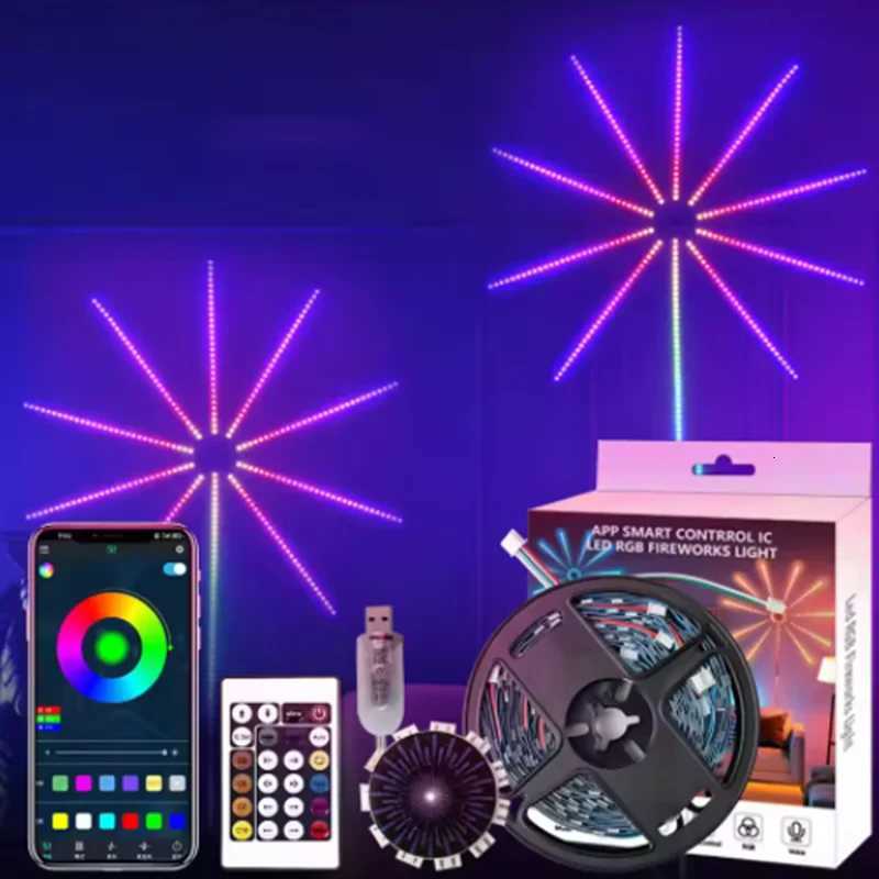NEW 2025 Firework Light LED Strip Bluetooth Smart APP Control Neon Strip USB 5V Smart Lamp Sync Music Christmas Party Decoration H251201
