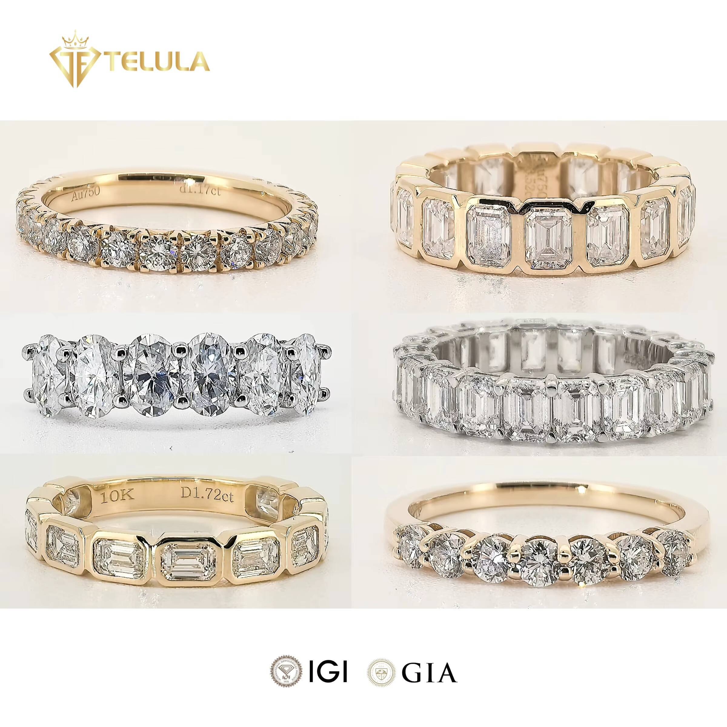 Eternity Band Wedding Band 1CT VVS IGI Certificate D E Color Engagement Ring Womens Synthetic Diamond Gold Ring