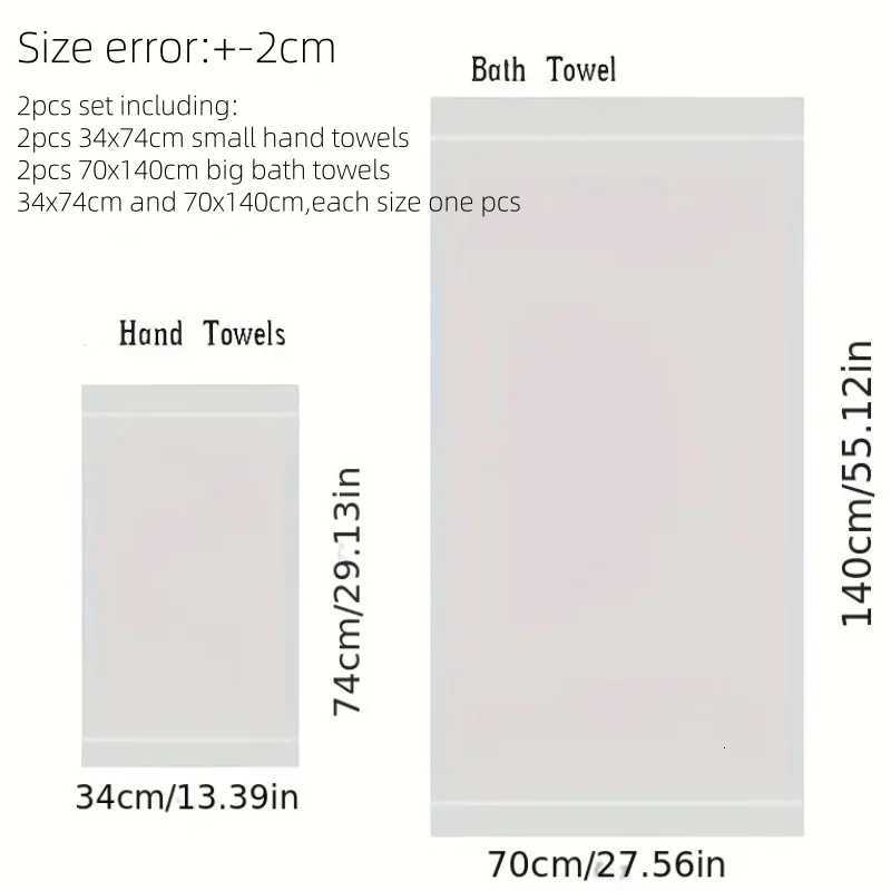 Towel 2pcs Black Cotton Towels 34x74cm/70x140cm Embroidered Hotel Bathroom Towels For Adult Quick-Dry Thicken Soft Face Bath Towels Y251202