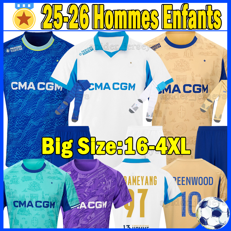 XXXL 4XL 25 26 OM Marseile GREENWOOD Soccer jerseys Monumentale GOUIRI HOJBJERG PAIXAO MURILLO MarseilleES 2025 2026 Marsei Goalkeeper Football Shirts Kids Kits