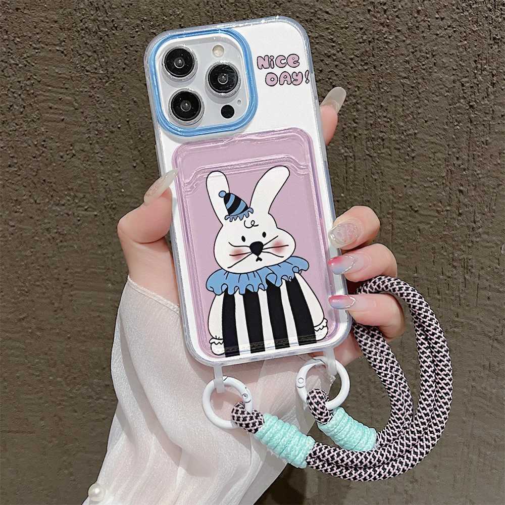 Cute Rabbit Wallet Card Phone Case for iPhone 15 Case iPhone 13 16 11 12 14 Pro Max XR X XS Max 7 8 15 Plus SE Soft Bumper Cover J251202