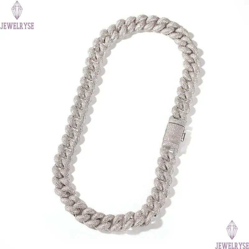 rap hip hop jewelry 14mm 3D cuban link chain gold necklace designer silver mens necklace bracelet woman Copper AAA Zirconia Diamond Iced Out Chains Ch