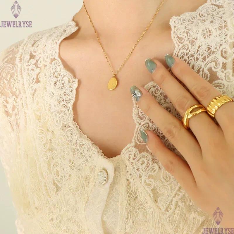 stainless steel new 18k gold circle designer necklace for woman party home pendant luxury necklaces school silver choker jewelry travel birthday frien