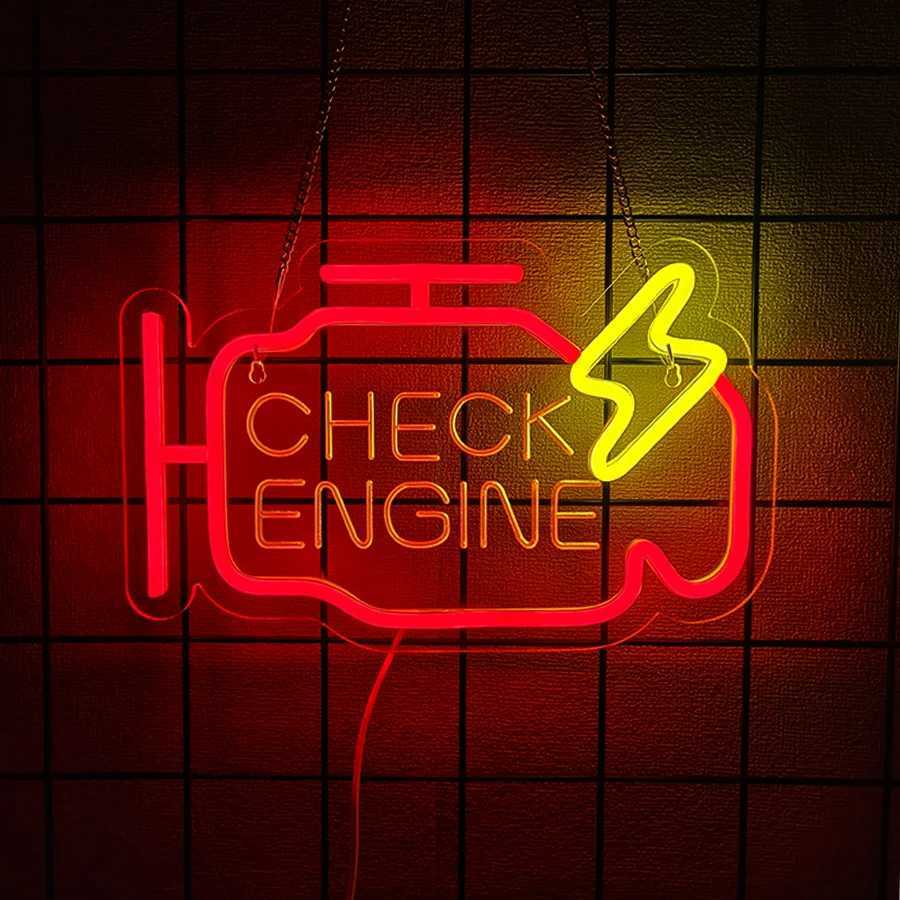 Check Engine Led Neon Sign Repair Tool Icon DadS Wall Art Gift Man Cave Auto Repair Shop Workshop Garage And Party Decor H251201