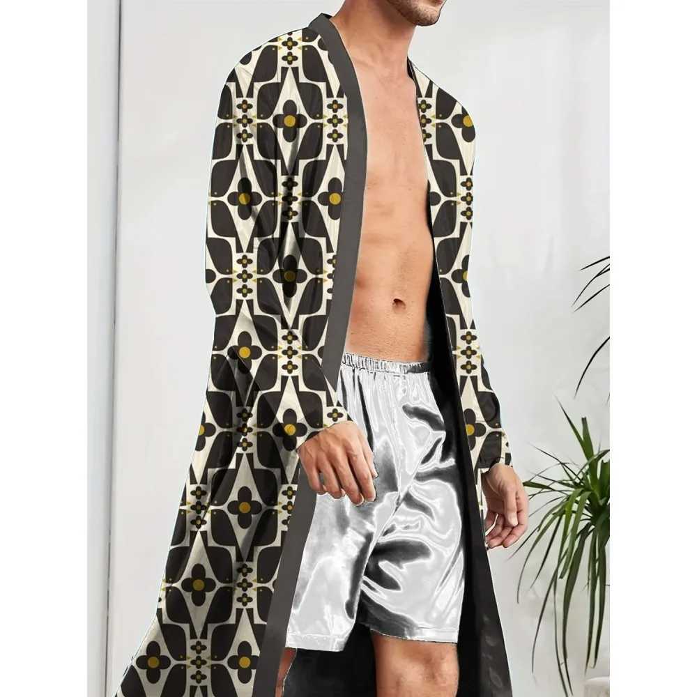Mens Robe 2025 New 3D Pattern Printed Nightgown Suitable for Family and Skin-friendly Couple Thin Design Light Luxury Nightgown C251202