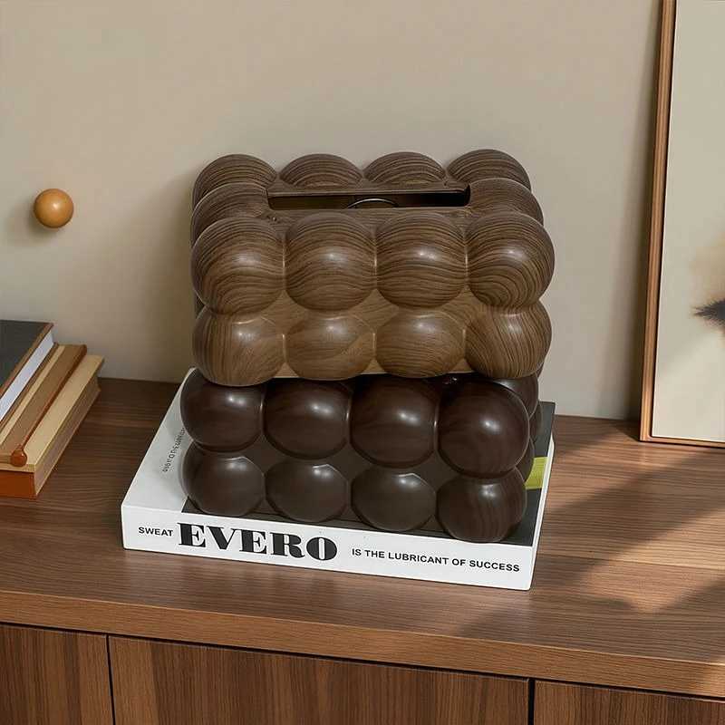 Nordic New Wood Grain Tissue Box Plastic Material Living Ro Paper Box Tea Table Creative Decoration Desktop Napkin Drawer H251201