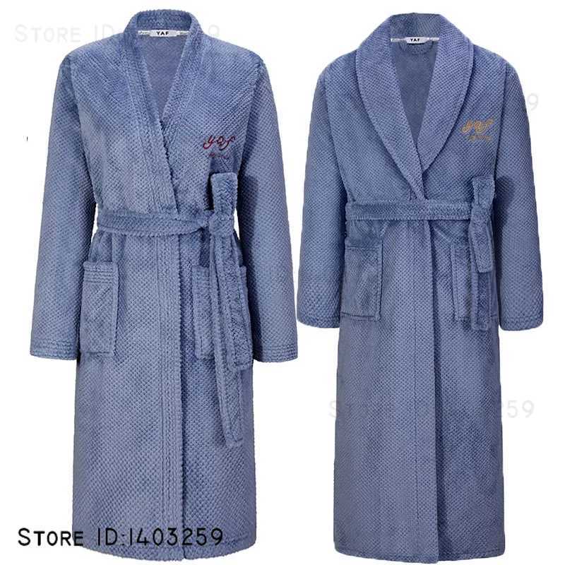 Winter New Flannel Couple Robe Sleepwear Thicken Coral Fleece Men Nightwear Kimono Gown Bathrobe Plush Warm Homewear Loungewear C251202