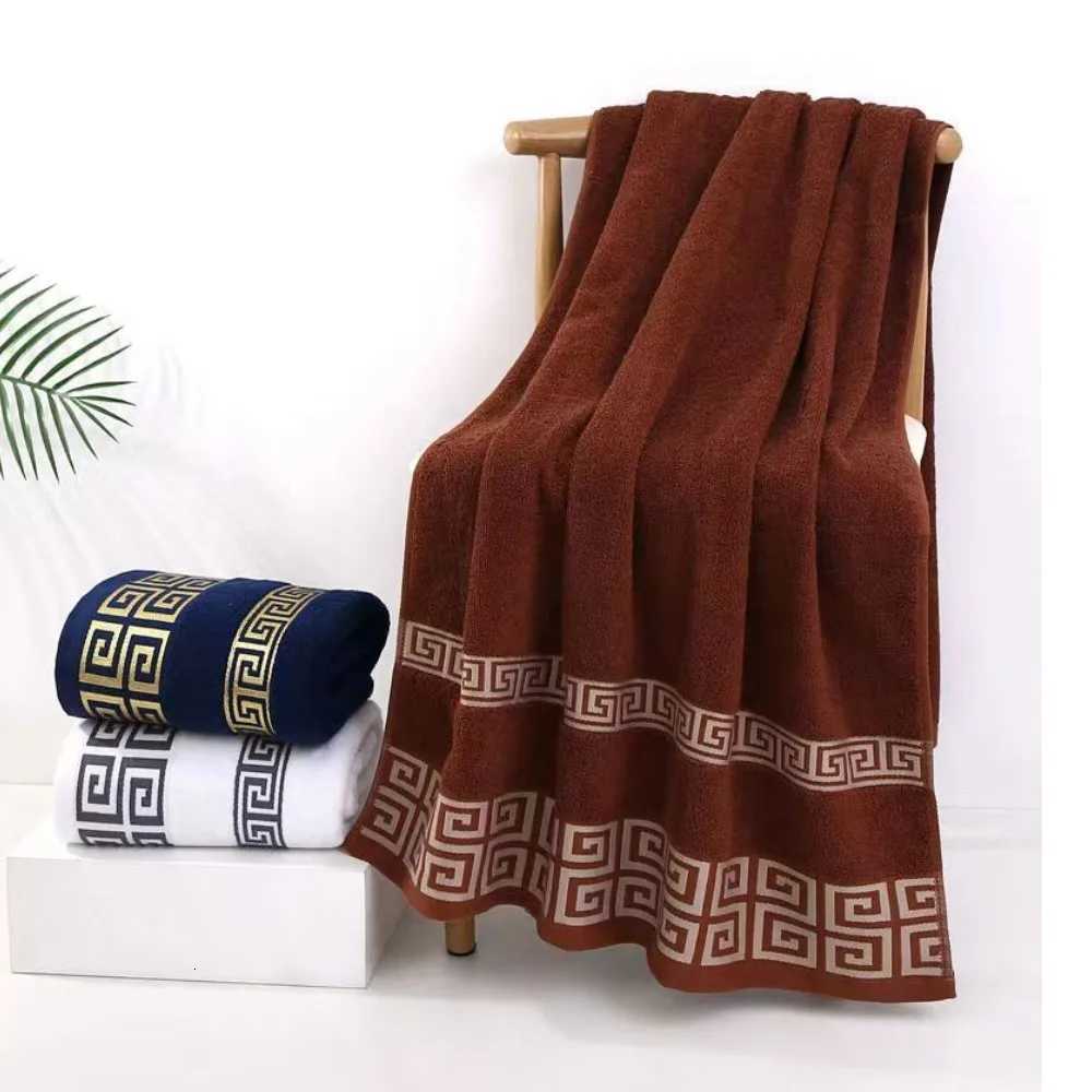Bath Towels Cotton 140x70cm Large Bathroom Thick Shower Towel Cover Embroidered Gift Sport Blue White Brown Black Green Grey Y251202