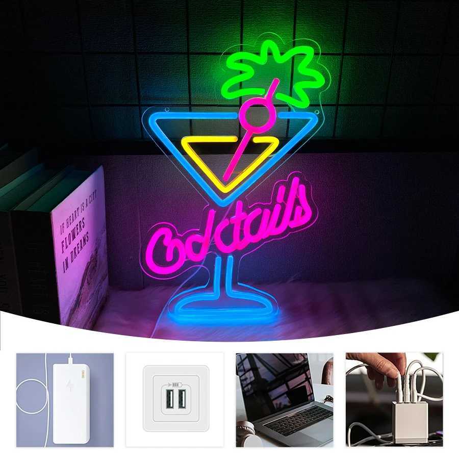 Cocktail Neon Sign Art Sign Business Light In Front Of Bar Usb Powered Used For Restaurant Club Party Man Cave Decor H251201