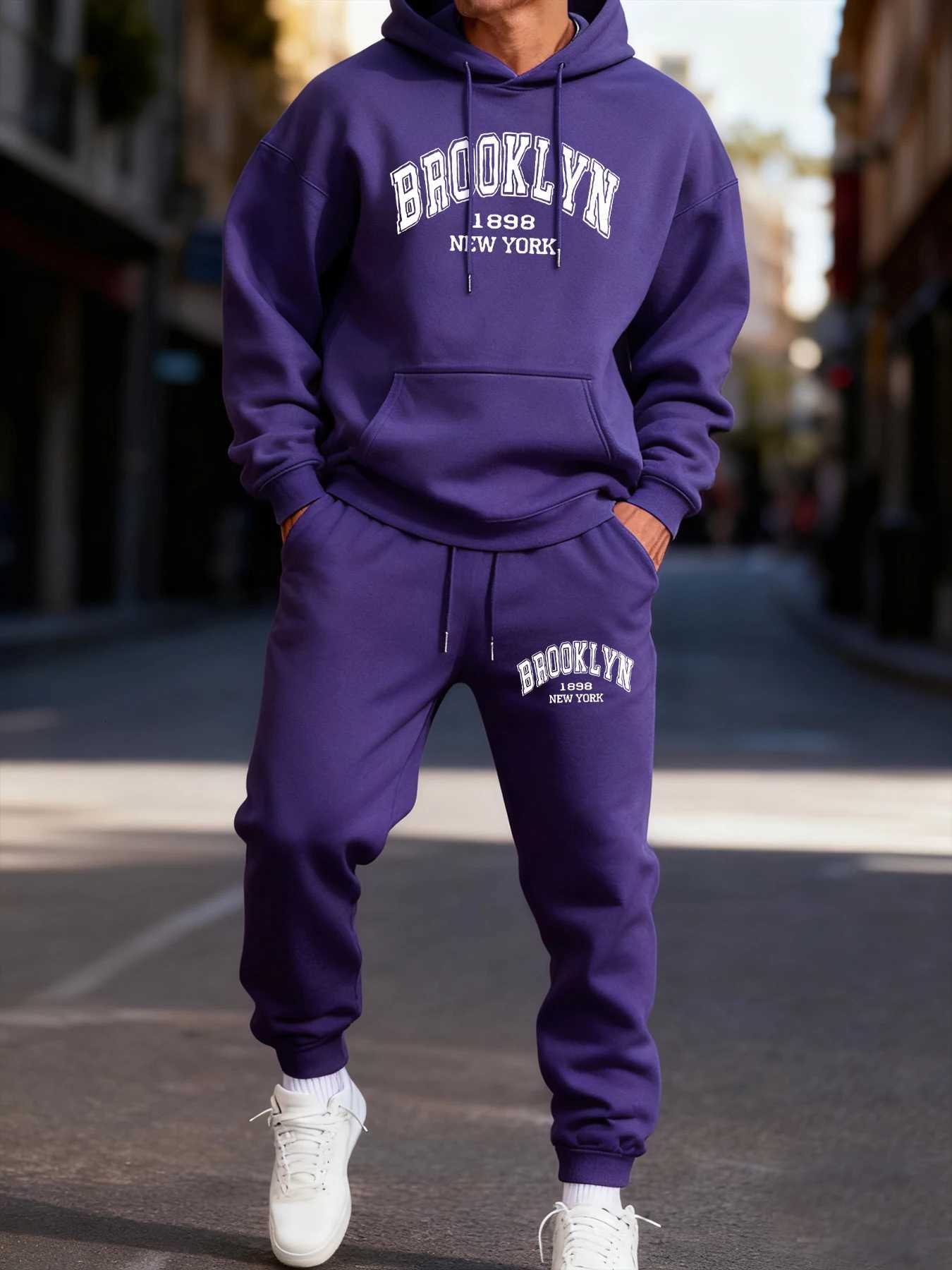 Brooklyn New York 898 Printing Man Hoodie Set Street CoupleS Two Pices Sets Comfortable Fashion Pants Jogging Loose Streetwear W251202