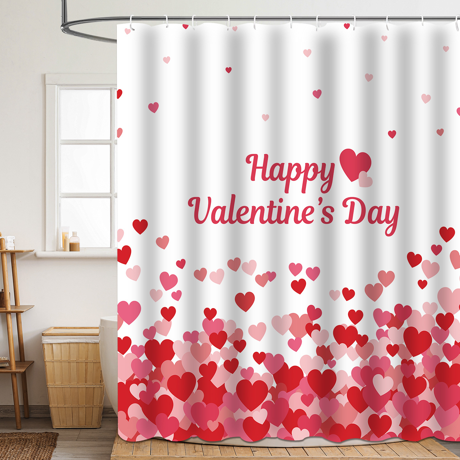 YL-37862 Digital Printed Floral Pattern Shower Curtain, Polyester Material, Waterproof and Mildew-proof, Bathroom Partition Curtain