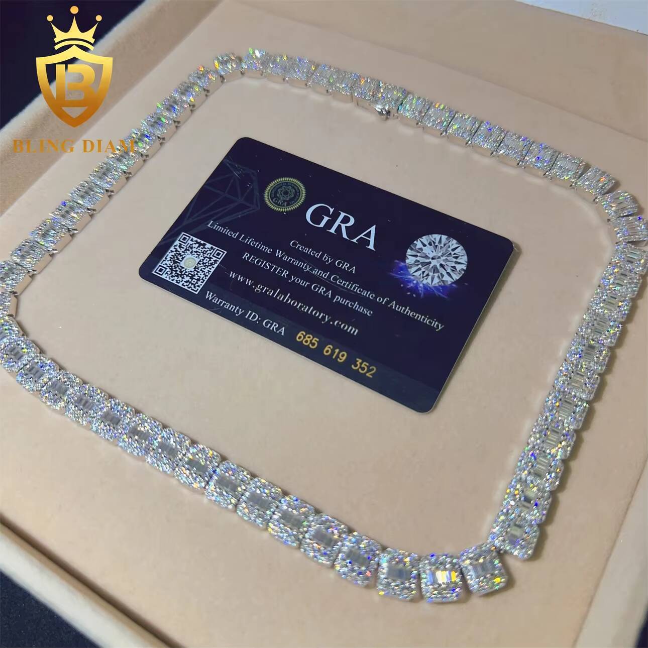 9mm Hip Hop Jewelry Iced Out Moissanite Diamond Sterling Silver 925 Cuban Link Chain Lab Grow Diamond Necklace