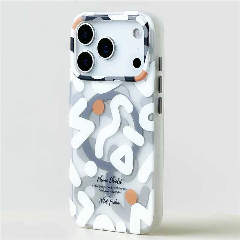 Trendy Graffiti Pattern for Wireless Charge Case For iPhone 17Air 17Pro 16 15 17Pro Max Matte Shockproof Magnetic Cover J251202
