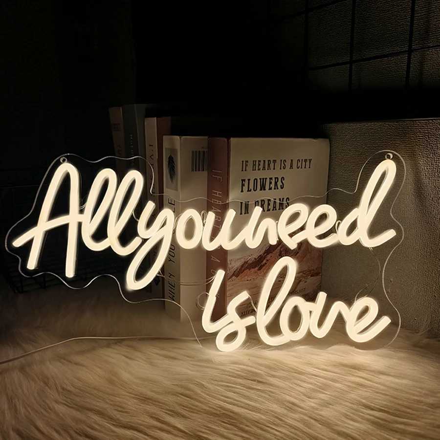 All You Need Is Love Neon Sign Warm White Led Letter Icon Usb Powered Used For Room Proposal Party Wedding Background Decor H251201