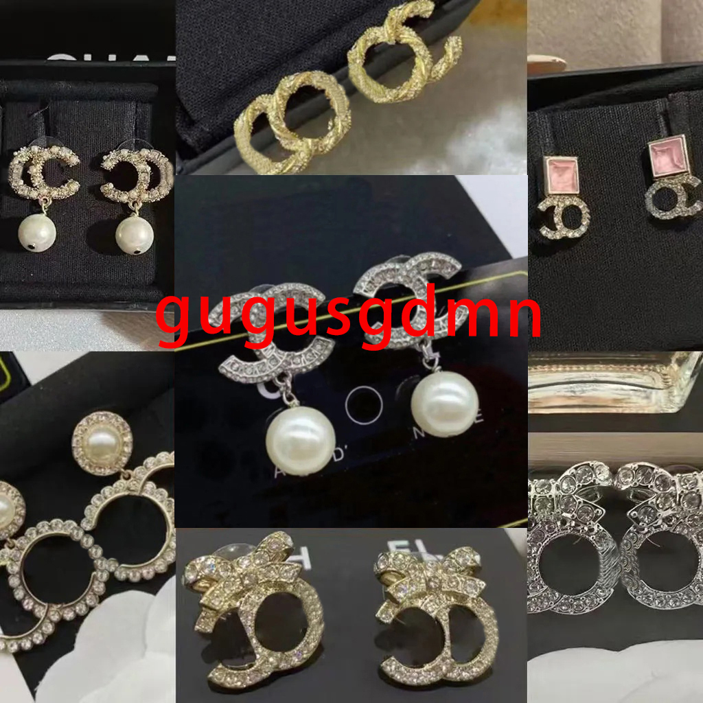 designer earrings luxury earrings for woman luxury Designer Letter studs geometric famous women's round diamond crystal pearl earrings Fashion Jewelry Aaa 2025