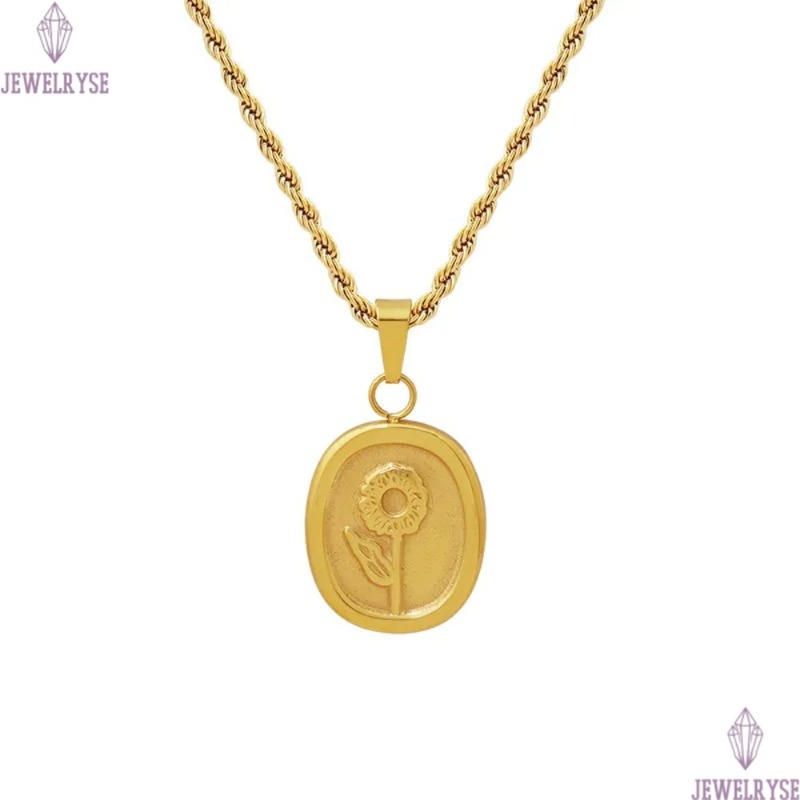 trendy stainless steel designer necklace for woman party home 18k gold chain flower pendant luxury necklaces school silver choker jewelry birthday fri