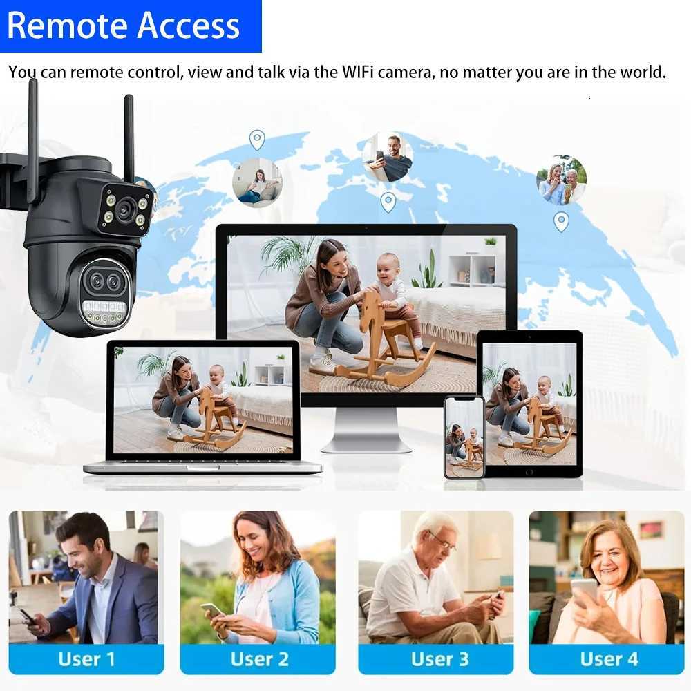 8X Zo 12MP 6K ICsee PTZ Camera Three-Lens Dual Sn CCTV Camera Smart He Outdoor Auto Tracking Wifi Surveillance IP Camera C251202