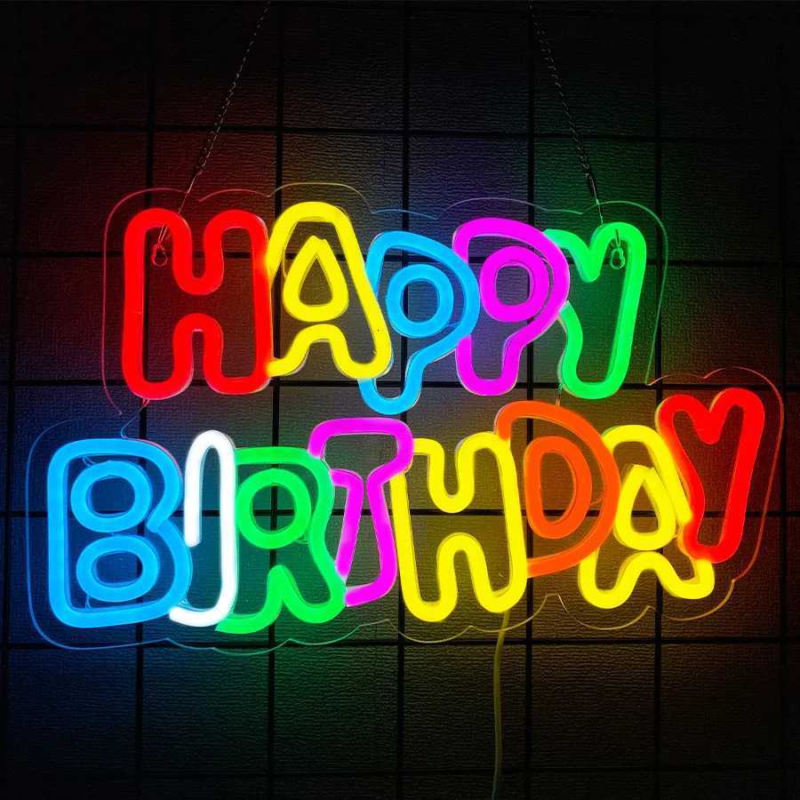 Birthday Theme Neon Sign Led Letter Icon 3D Carving Usb Powered Used For Room Club Birthday Party Art Decor Easy To Hang H251201