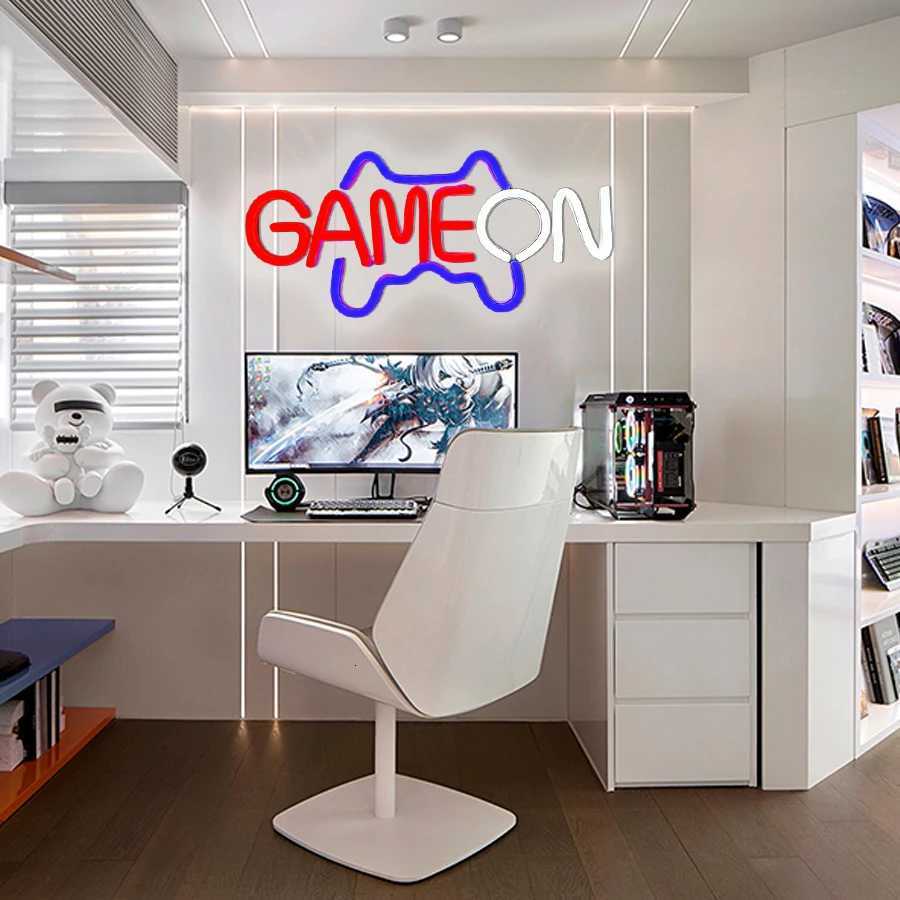 Game On Neon Sign Gamepad Icon Usb Powered Used For Bedroom Game Room Club Man Cave Decor Birthday Gift For Friends H251201