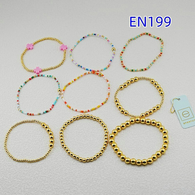 High Quality Enewton 9pcs/set White Real Gold Silver Filled Pearl Pink Cross Bracelet Bangle Brand Birthday Gift 1:1 Brand EN199