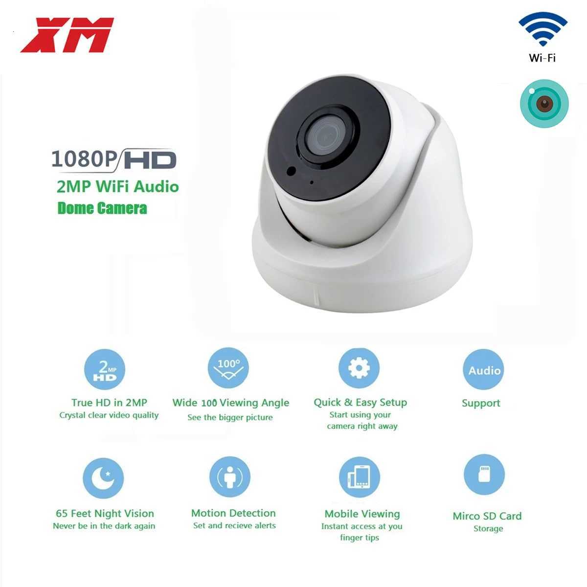 2MP De WiFi Camera 1080P HD Wireless Security Camera CCTV IP Camera with Au IR LED Motion Detection Night Vision Cam C251202
