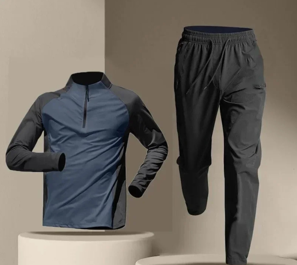 Mens Short Sports Training Sets Fitness Clothes Ice Silk Quick Drying Tshirt Suit Running Sportswear Shorts Tracksuit Gym 241108