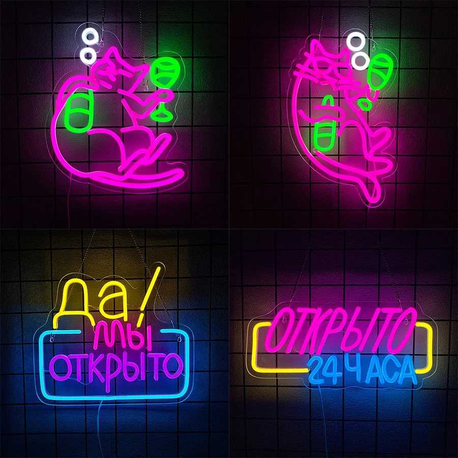 Bar Business Led Neon Signs Cats Holding Art Icons Of Wine Bottles Used For Decor Of Bars Clubs Man Caves And Restaurants H251201