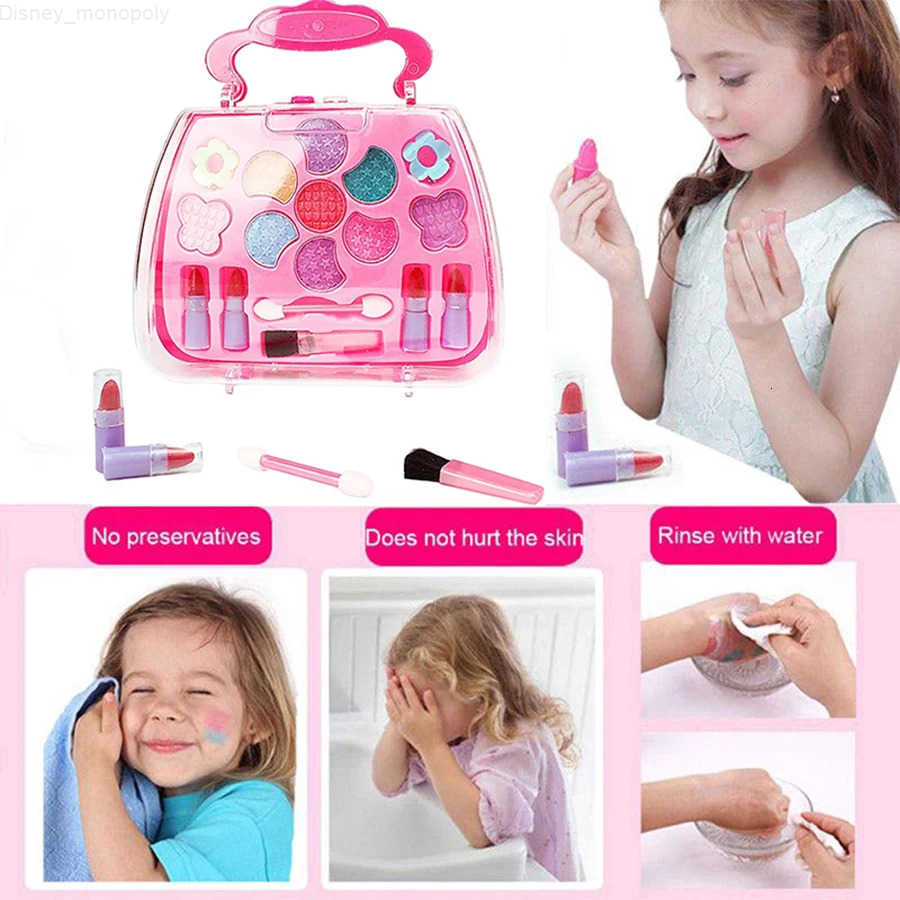Disney Princess Make Up Box Play House Toy Girls Eye Shadow Makeup Cosmetics Handbag Birthday Christmas Gift for Kids Party Cosplay H251202