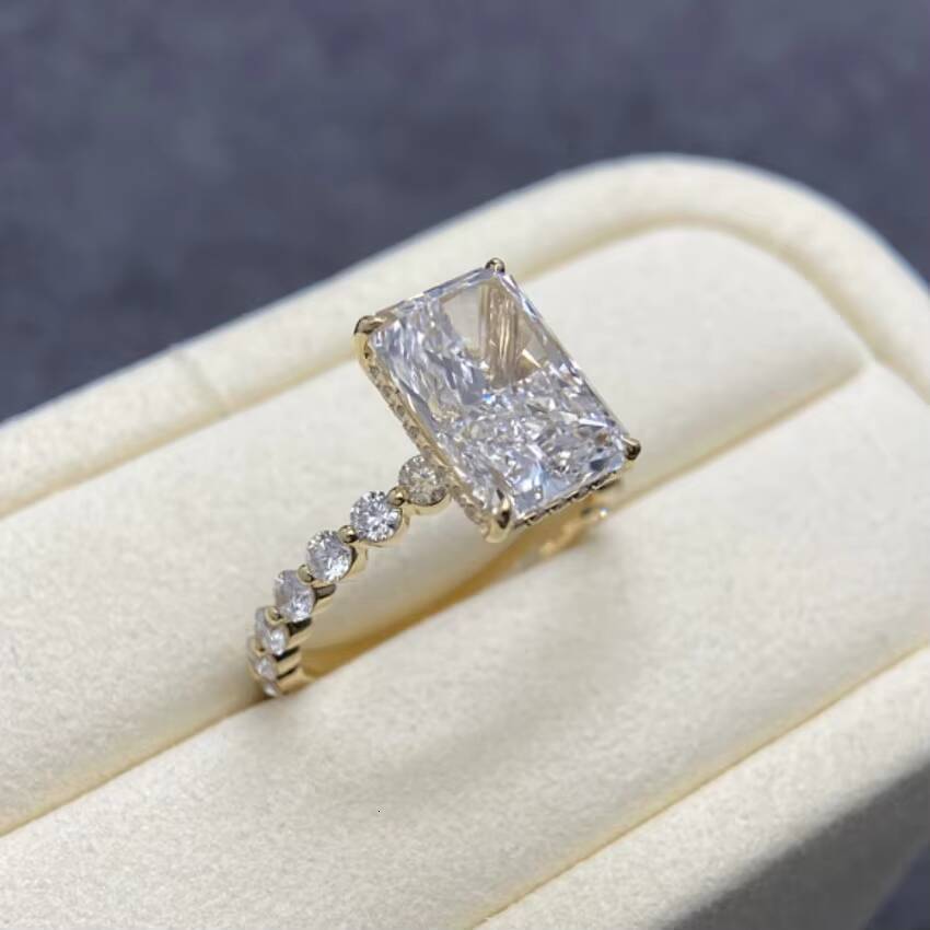 1ct 2ct Radiant Cut Hidden Halo Ring IGI Lab-grown Diamonds 14K 18K Gold Prong Setting Rings with Lab CVD Radiant Shape Diamond