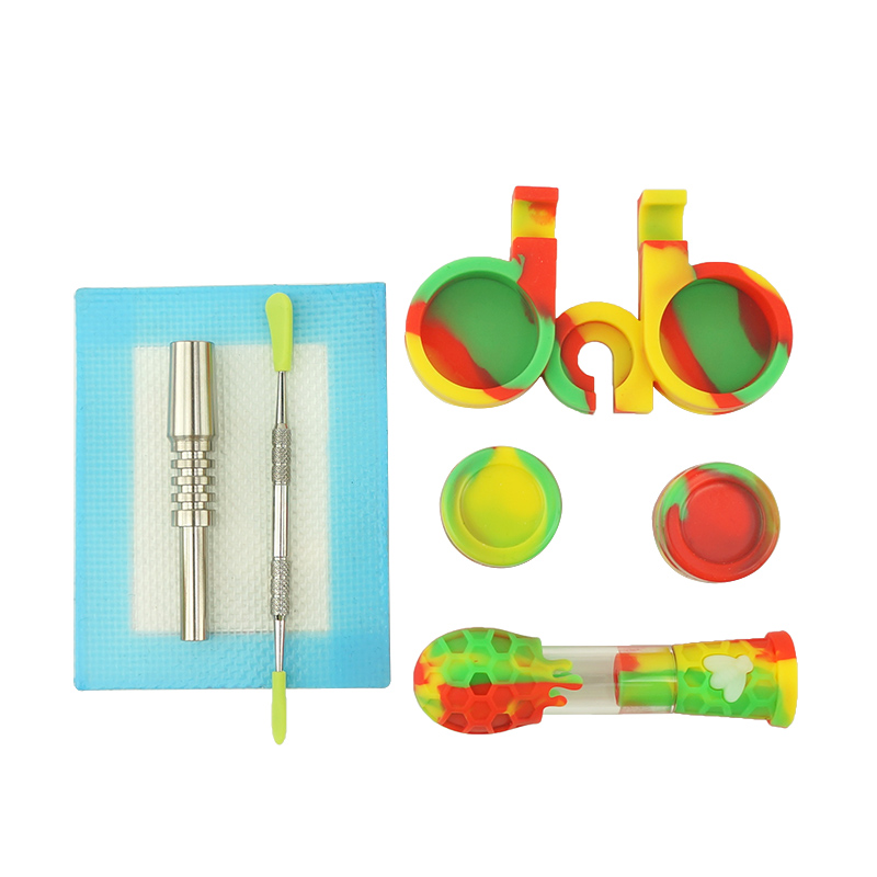 Smoking Pipes Kit Silicone Wax Container Smok Tools Silicone Pad Mat Kit For Tobacco Dry Herb Spoon For Smoking Hand Pipes With Tobacco Nectar Collect